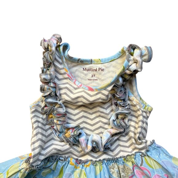 Mustard Pie 3T Floral Chevron Print 100% Cotton Dress RETIRED Print HTF - Picture 3 of 3